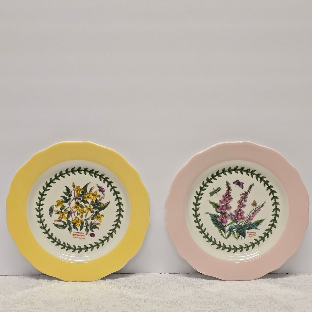 Portmeirion Botanic Garden Terrace Scalloped Edge Dessert Plates Set Of 2 NEW
